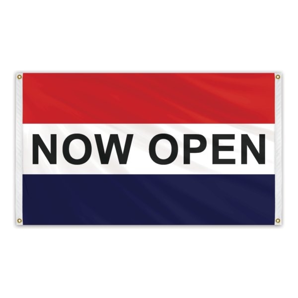 Now Open Message Flag 3'x5' Banner Flag